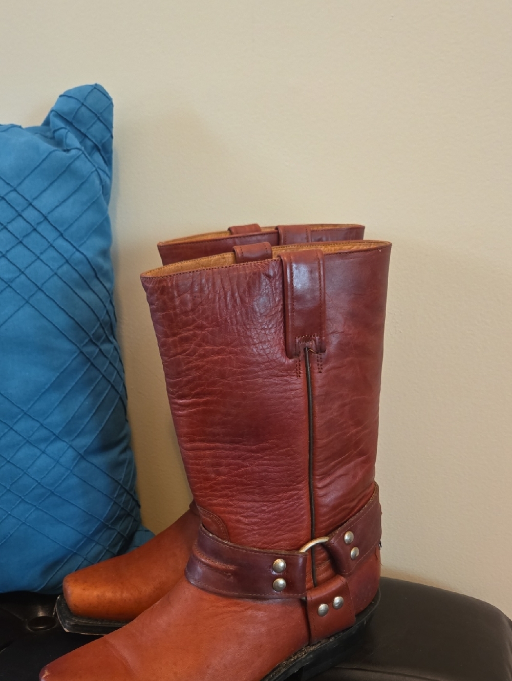 RUDEL ROGERS Brown Leather Mid-Calf Harness Boots